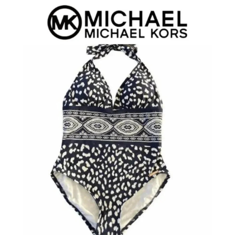 Michael Kors Navy White Print Cruise sz 4